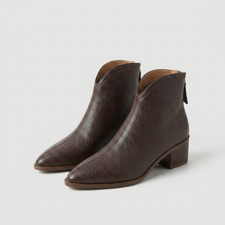 Women’s Ankle Boots | Block Heel with Pointed Toe Design