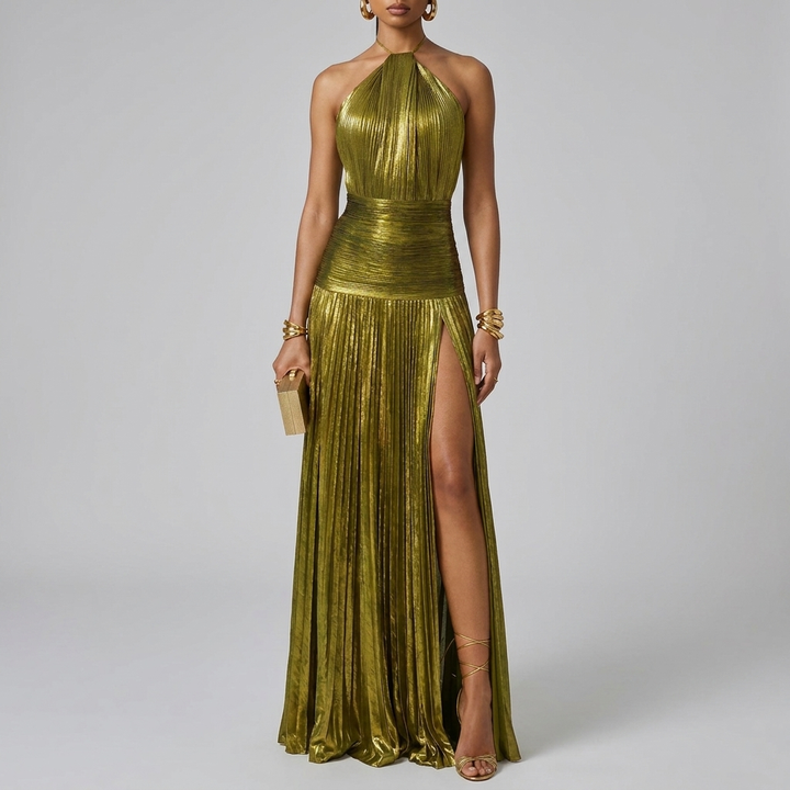 Chic Floor-Length Dress with Sleek Cut