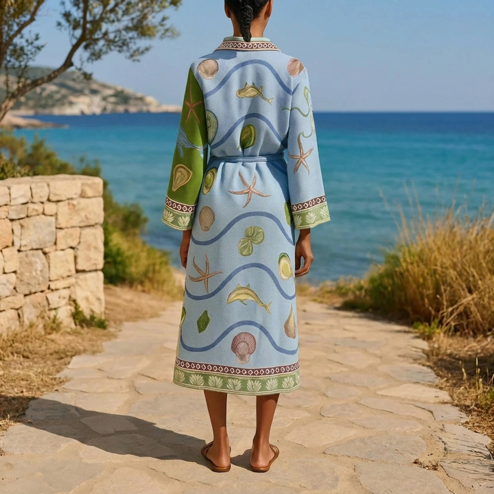 Printed Belted Midi Shirt Dress