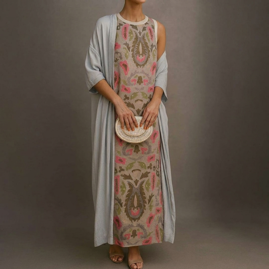 Elegant Long Dress & Coat Set