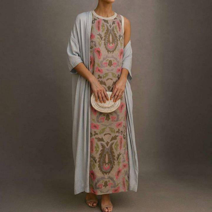 Elegant Long Dress & Coat Set
