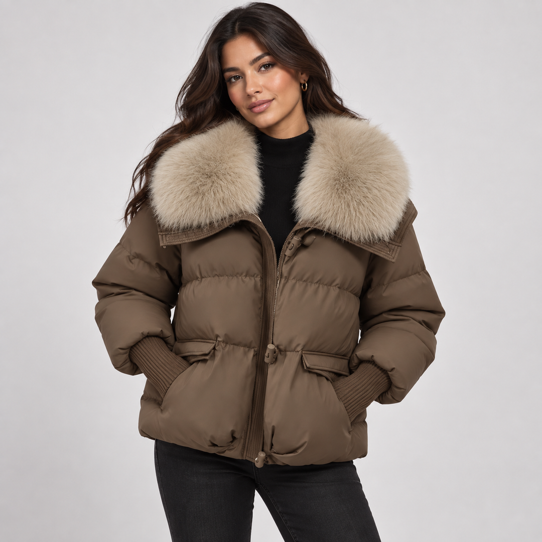 Women’s Puffer Jacket with Faux Fur Collar