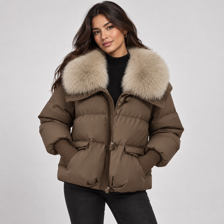 Women’s Puffer Jacket with Faux Fur Collar